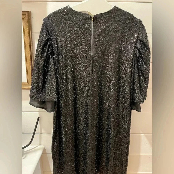 📍 LILI SIDONIO MOLLY BRACKEN Black Sequin Mini Dress size M/L - Picture 3 of 9